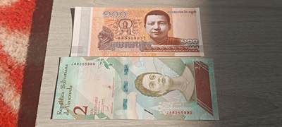 万国钱币阁第四场（钱币卡牌场） - 全新柬埔寨100➕委内瑞拉2元