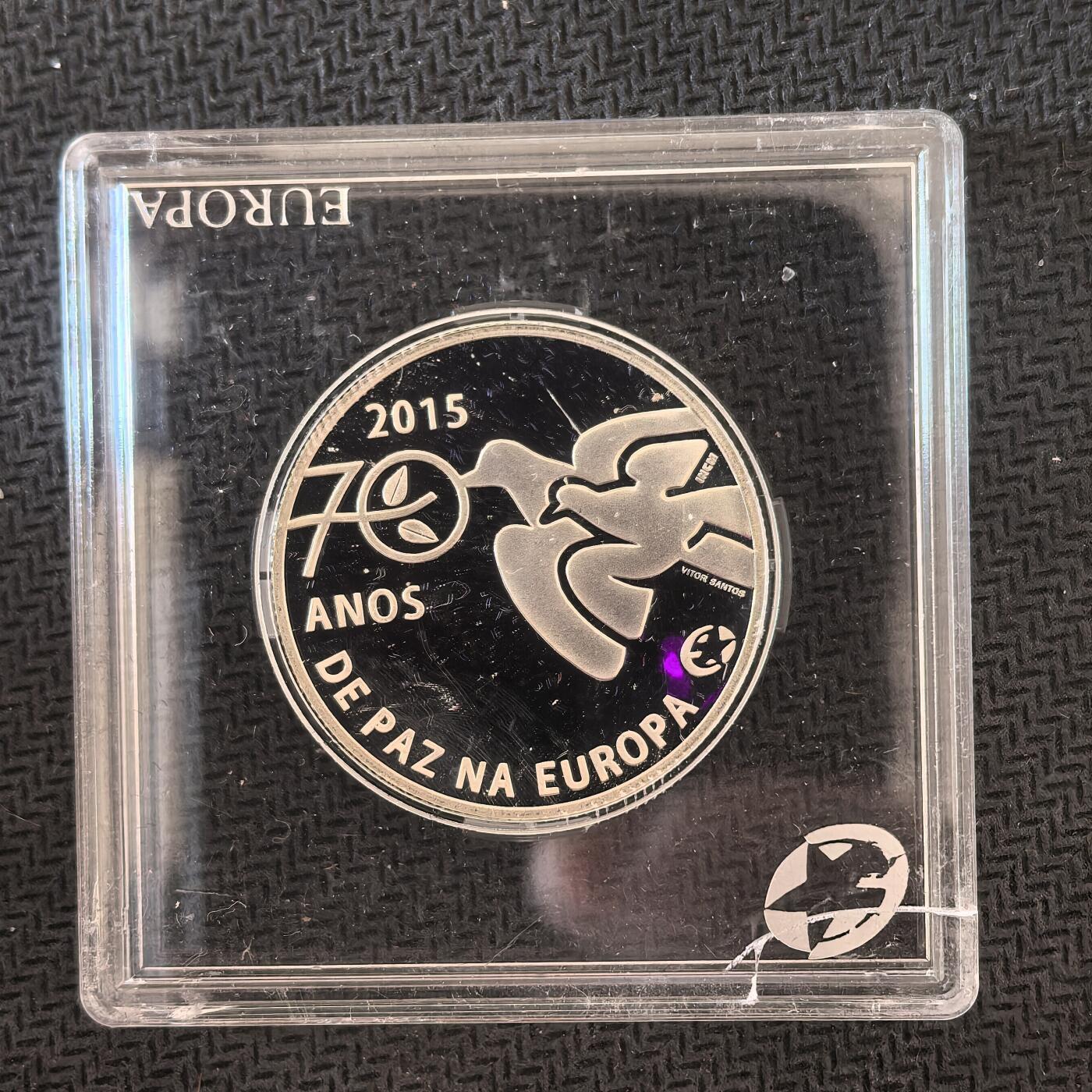 道一币馆币章第一百六十三场 欧洲之星 葡萄牙2015年欧洲和平70周年2.5欧元精制银币  12g 925s  7500