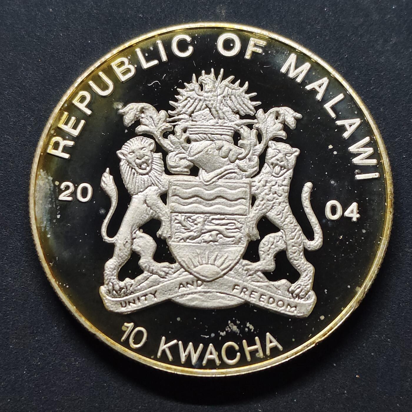 【全场包邮】纯粹捡漏拍494场 马拉维2004年10克瓦查濒危动物系列斑马精制镀银克朗型纪念币