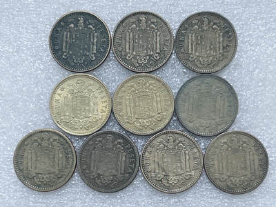 第一海外回流一元起拍收藏 散集专场  第292期 - 西班牙1比塞塔黄铜币 10枚