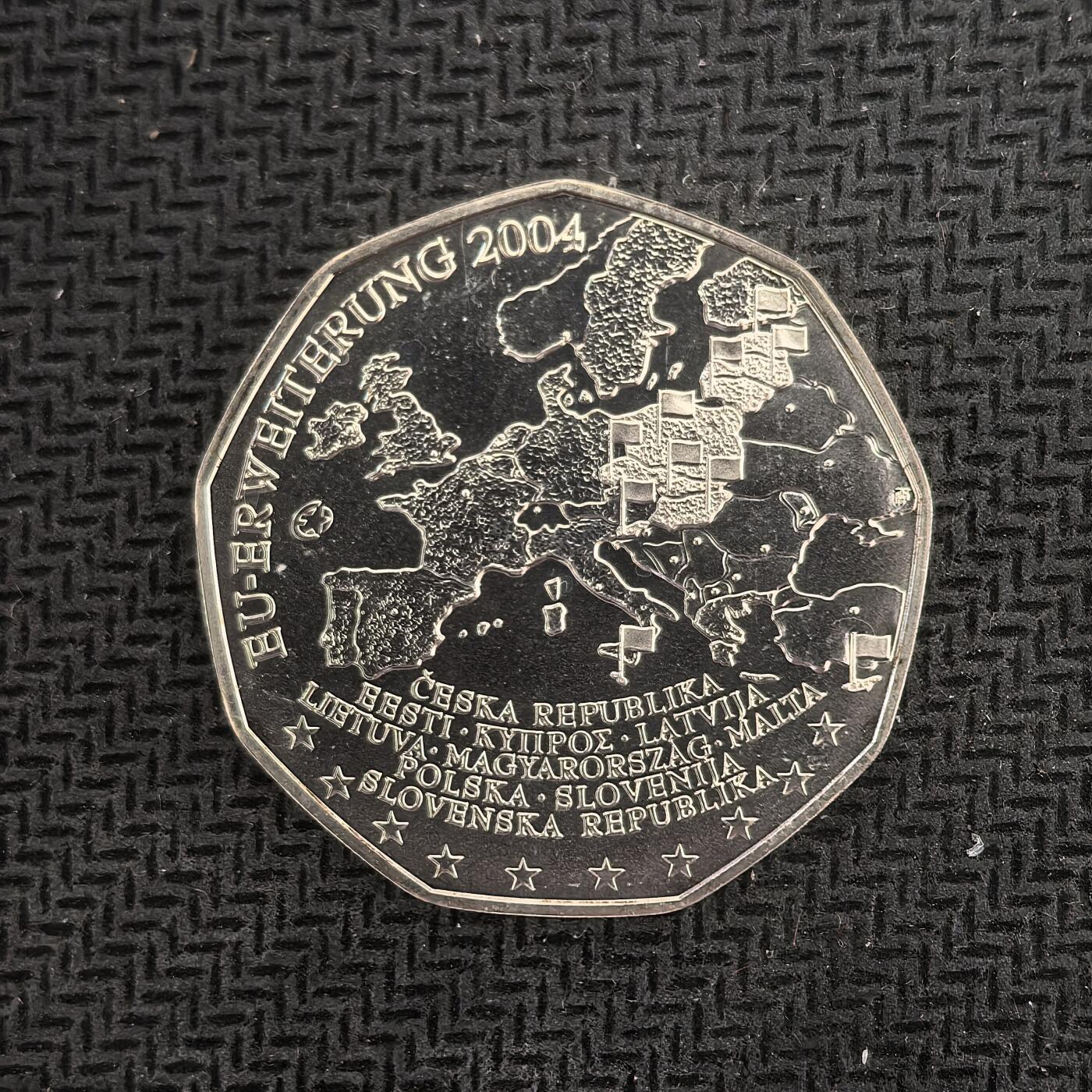 道一币馆币章第一百六十三场 欧洲之星  奥地利2004年欧盟东扩5欧元银币 10g 800s