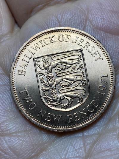 2026年第七场(总第一百七十六场）外国好品散币场(免佣金) - 原光好品–英属泽西岛🇯🇪1971年2新便士(伊丽莎白二世中年花冠，十进制第一套首发年)