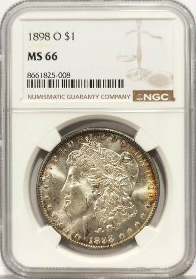博洋堂世界钱币拍卖第157期（全场包邮） - NGC MS66 美国1898 O 摩根 双面五彩包浆
