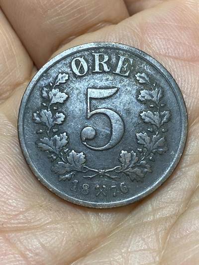 2026年第七场(总第一百七十六场）外国好品散币场(免佣金) - 少见趣味币–挪威🇳🇴1876年5欧尔(奥斯卡二世时期，币胚单面打印)