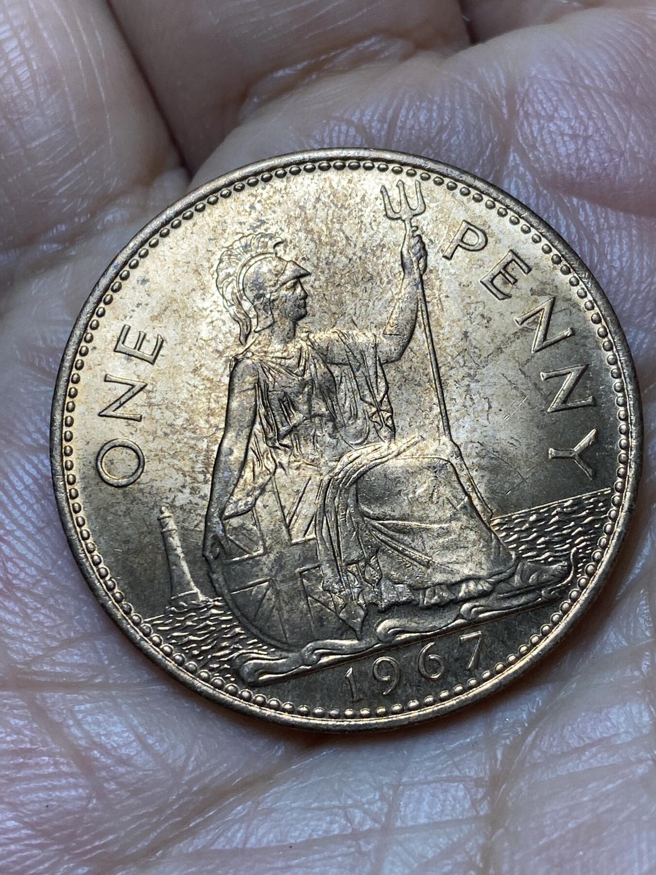 2026年第七场(总第一百七十六场）外国好品散币场(免佣金) 原光好品–英国🇬🇧1967年1便士(伊丽莎白二世青年桂冠第二版，普制币关门年)