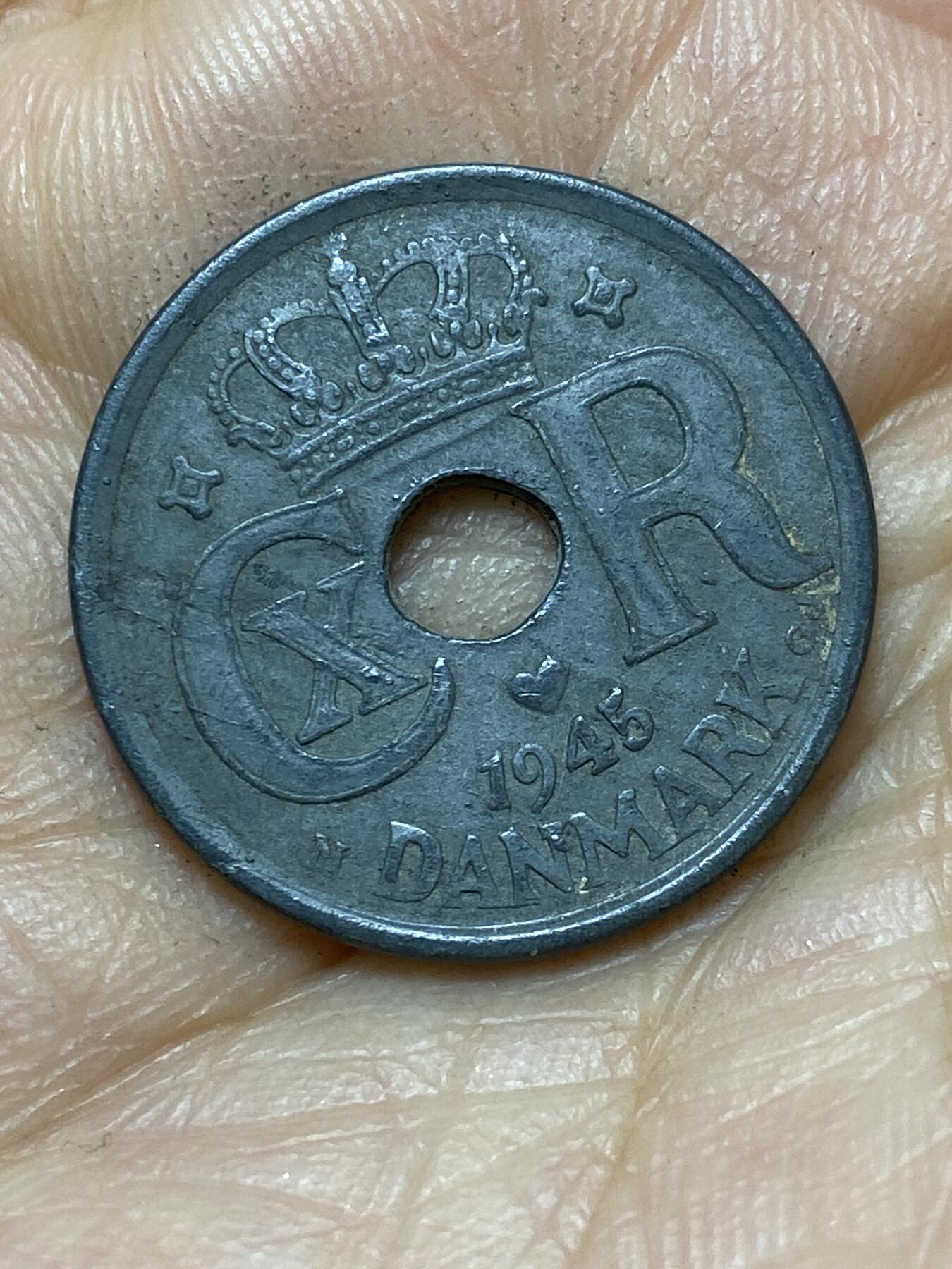 2026年第七场(总第一百七十六场）外国好品散币场(免佣金) 丹麦🇩🇰1945年25欧尔(克里斯蒂安十世第六版，二战德国占领时期，N; GJ版)