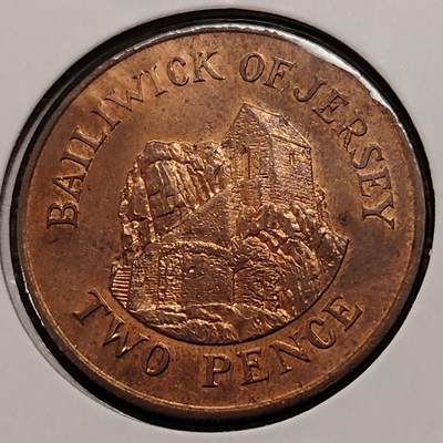 布加迪🐬～世界钱币(上海)🌾第 269 期 /  各国套币和散币 - 泽西岛 1987年 2便士