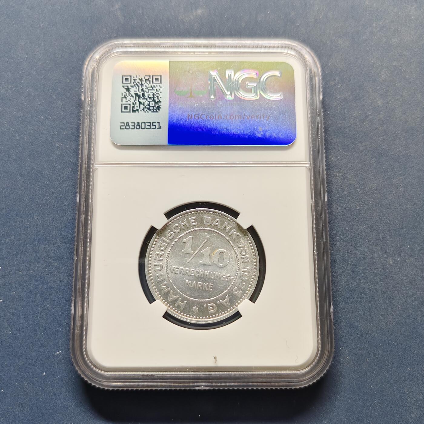 【全场包邮】纯粹捡漏拍495场-持续更新中 德国紧急状态汉堡1923年1/10马克-NGC MS63