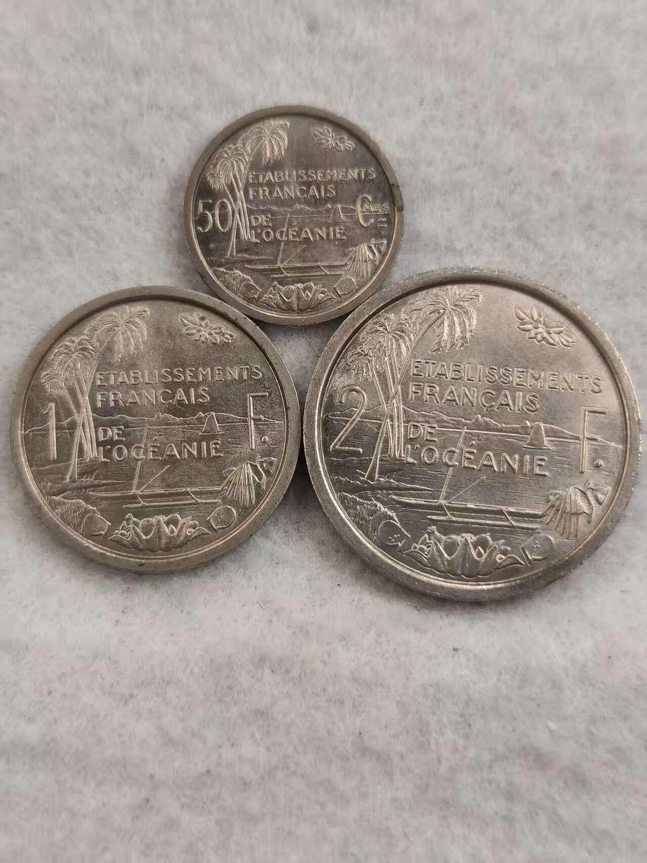 G&W世界散币，银币处理专场（第43场） 法属大洋洲1949年50分，1, 2法郎 3枚  样币