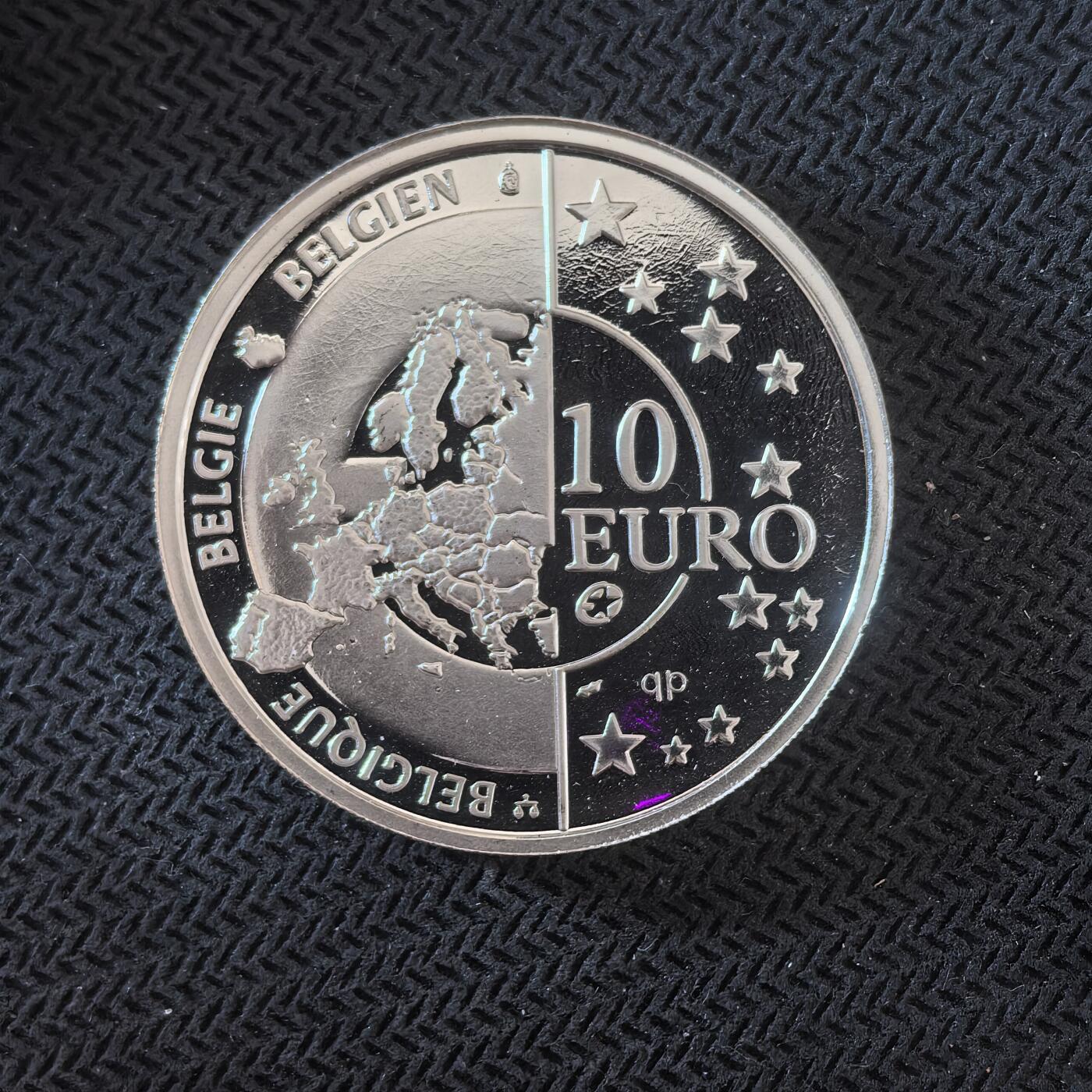 道一币馆币章第一百六十三场 欧洲之星 比利时2005年自由和平60年10欧元精制银币   18.75g 925s