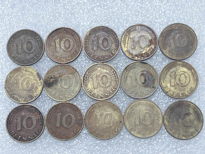 第一海外回流一元起拍收藏 散集专场  第292期 - 德国10芬尼硬币 15枚