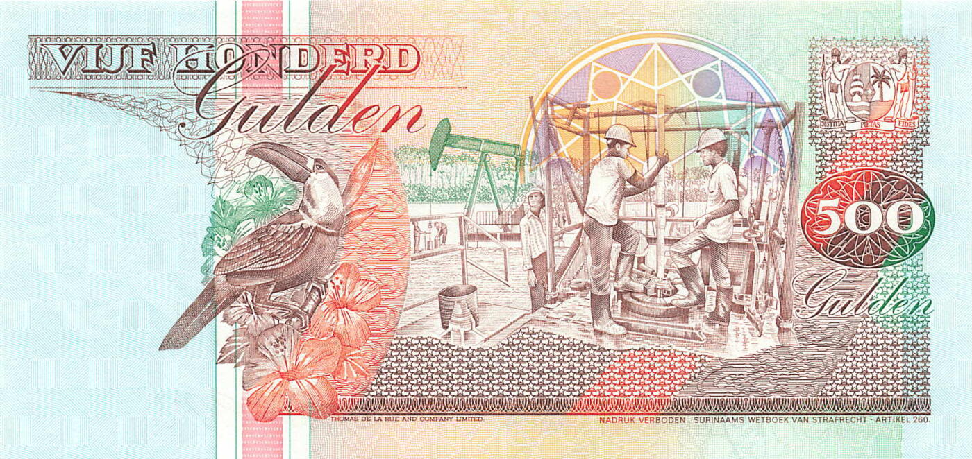 小福收藏拍卖第199期 裸钞场 本期有多张豹子号靓号 瑞士1000法郎 经典提香 毛里求斯首发年大全套 白俄罗斯5000000卢布 苏里南10000盾  爱沙尼亚  苏丹 西班牙 保加利亚 古巴等多国精美纸币 苏里南 1991年 500盾 少见品种 unc