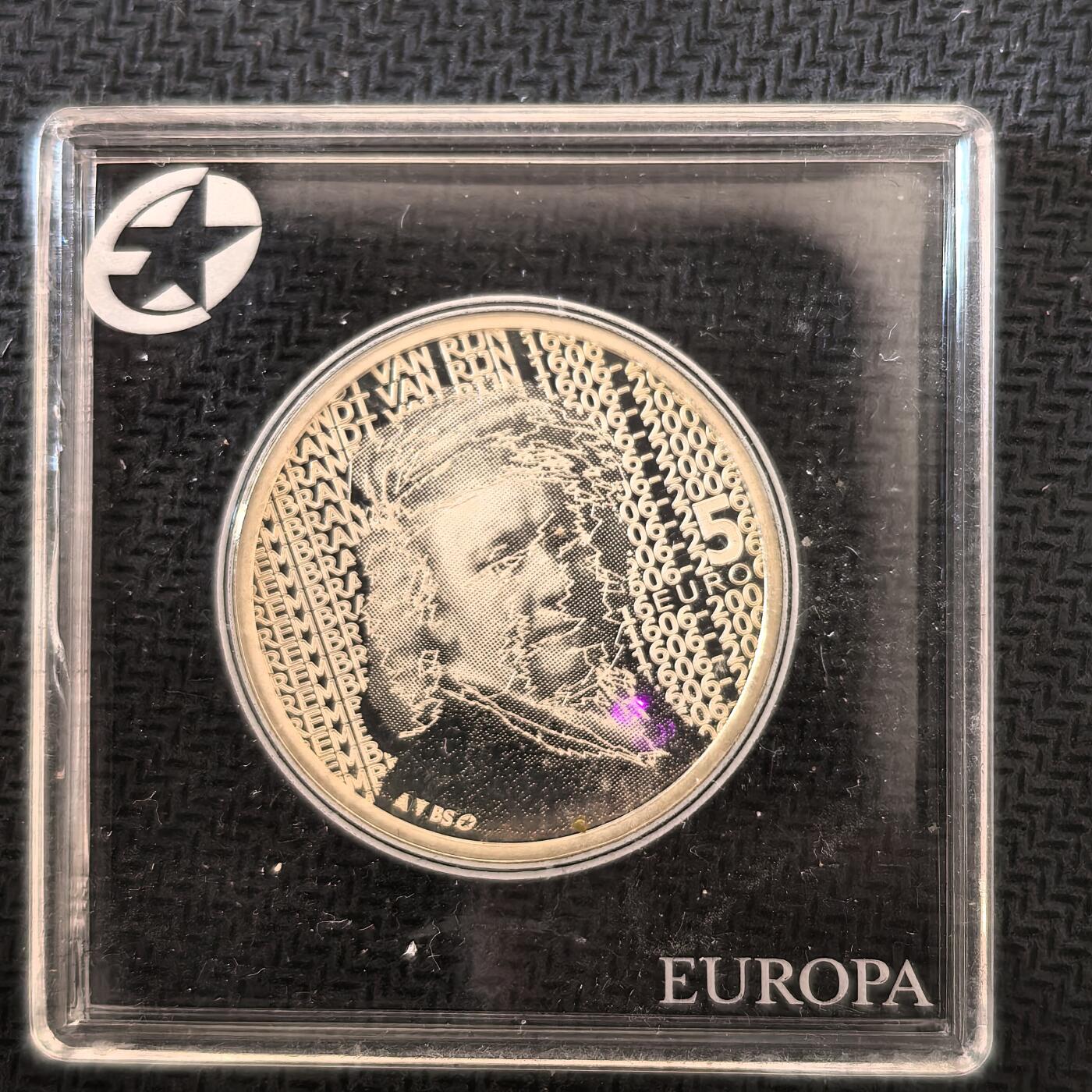 道一币馆币章第一百六十三场 欧洲之星 荷兰2006年画家伦勃朗诞辰400周年5欧元精制银币  11.9g 925s