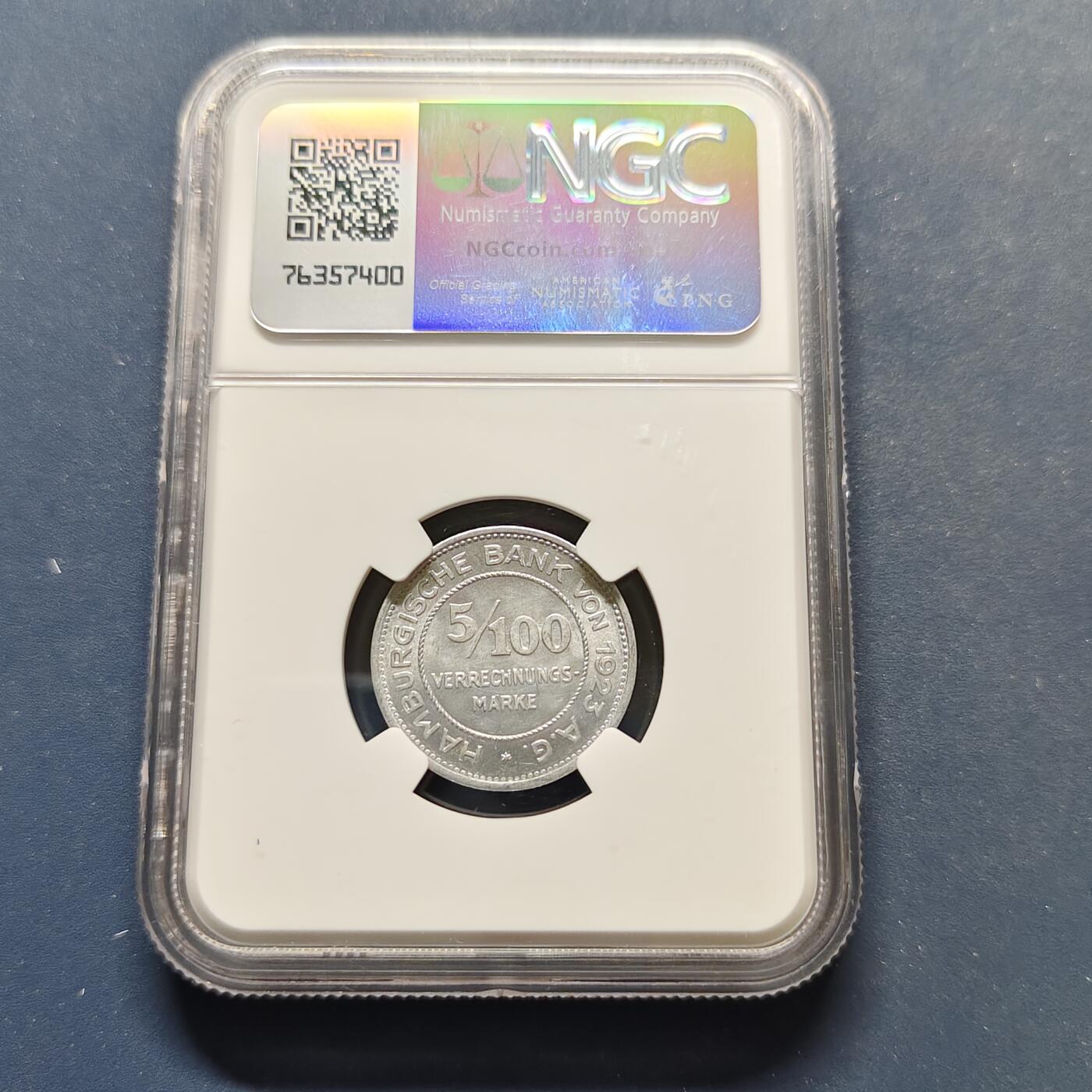 【全场包邮】纯粹捡漏拍495场-持续更新中 德国紧急状态汉堡1923年5/100马克-NGC MS65