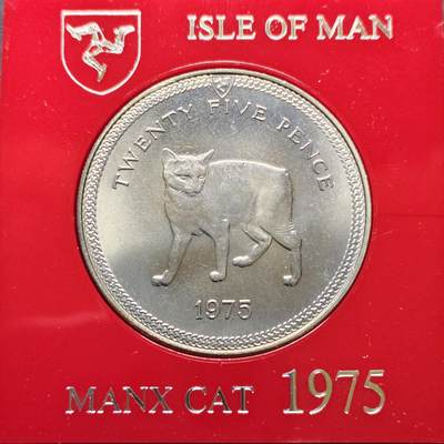 【全场包邮】纯粹捡漏拍494场 - 马恩岛1975年1克朗曼克斯猫克朗型纪念币-带原卡