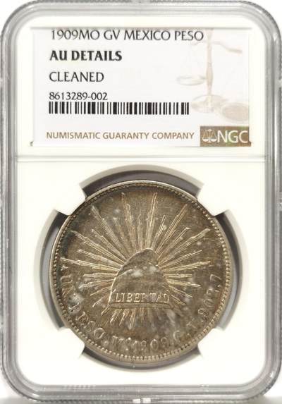 博洋堂世界钱币拍卖第157期（全场包邮） - NGC AU 墨西哥1909年MO GV直边鹰洋 带彩无戳好品