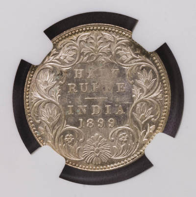 NGC-MS62 1899B印度维多利亚半卢比 NGC-MS62 1899B印度维多利亚半卢比