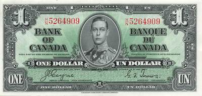 小福收藏拍卖第199期 裸钞场 本期有多张豹子号靓号 瑞士1000法郎 经典提香 毛里求斯首发年大全套 白俄罗斯5000000卢布 苏里南10000盾  爱沙尼亚  苏丹 西班牙 保加利亚 古巴等多国精美纸币 - 加拿大 1937年 1元 乔治六世 丰收女神 unc