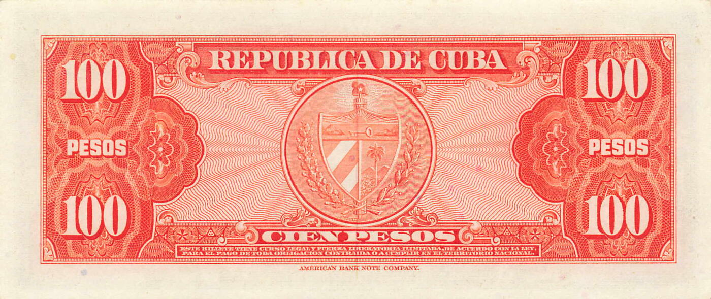 小福收藏拍卖第199期 裸钞场 本期有多张豹子号靓号 瑞士1000法郎 经典提香 毛里求斯首发年大全套 白俄罗斯5000000卢布 苏里南10000盾  爱沙尼亚  苏丹 西班牙 保加利亚 古巴等多国精美纸币 古巴 1959年 100比索 A-A unc