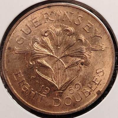 布加迪🐬～世界钱币(上海)🌾第 269 期 /  各国套币和散币 - 根西岛 1959年 8道布 原光好品