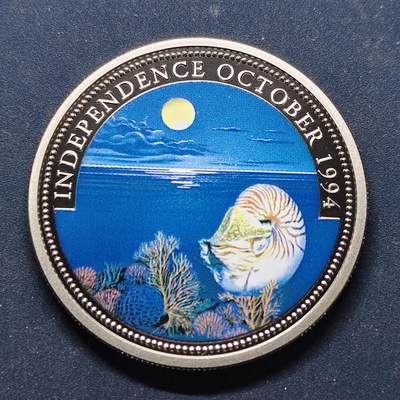 【全场包邮】纯粹捡漏拍494场 - 帕劳1994年1元独立日彩色精制纪念币