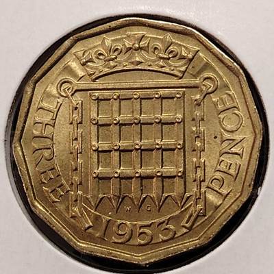 布加迪🐬～世界钱币(上海)🌾第 269 期 /  各国套币和散币 - 英国🇬🇧 1953年 3便士