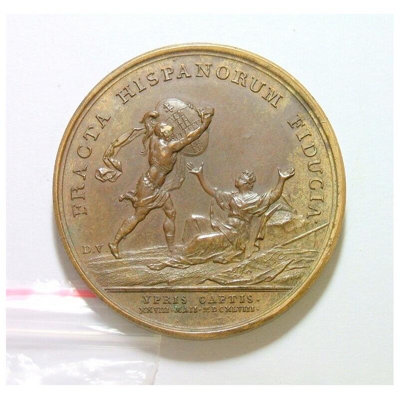 【旋风钱币】1月17日19:00准时开拍 精美欧洲币章、银币银章、第三帝国钱币等 全场包邮！ 【艺术】法国艺术大章1648年 太阳王路易十四少年像法西战争 高浮雕精制大铜章  40MM