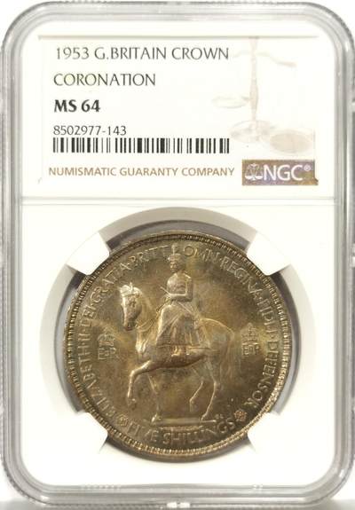 博洋堂世界钱币拍卖第157期（全场包邮） - NGC MS64 英国1953年伊丽莎白二世登基纪念克朗