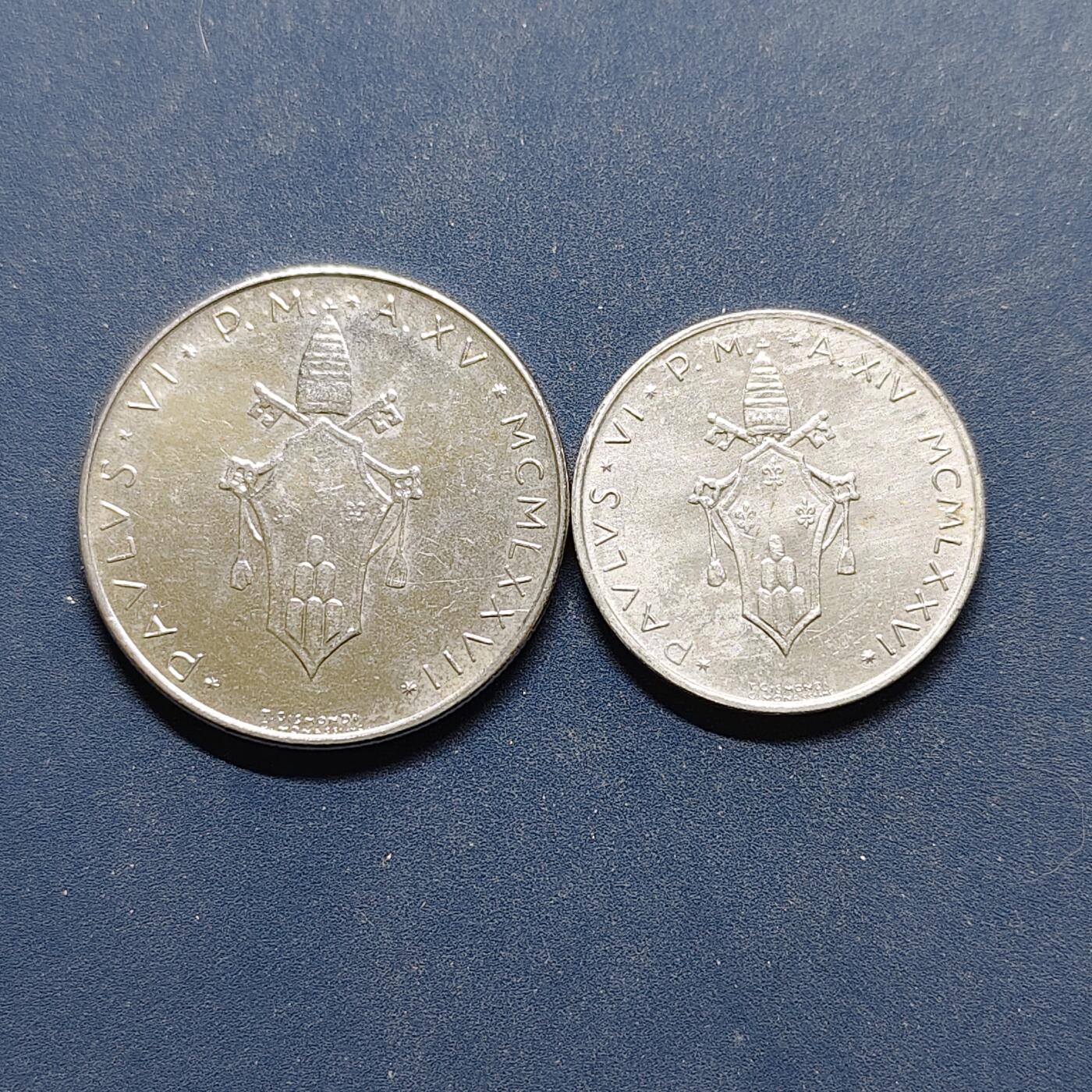 【全场包邮】纯粹捡漏拍494场 梵蒂冈1976-1977年散币2枚一组