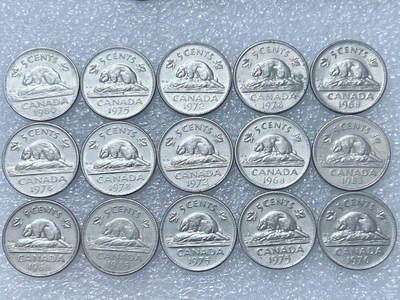 第一海外回流一元起拍收藏 散集专场  第292期 - 加拿大海狸版5分硬币 15枚