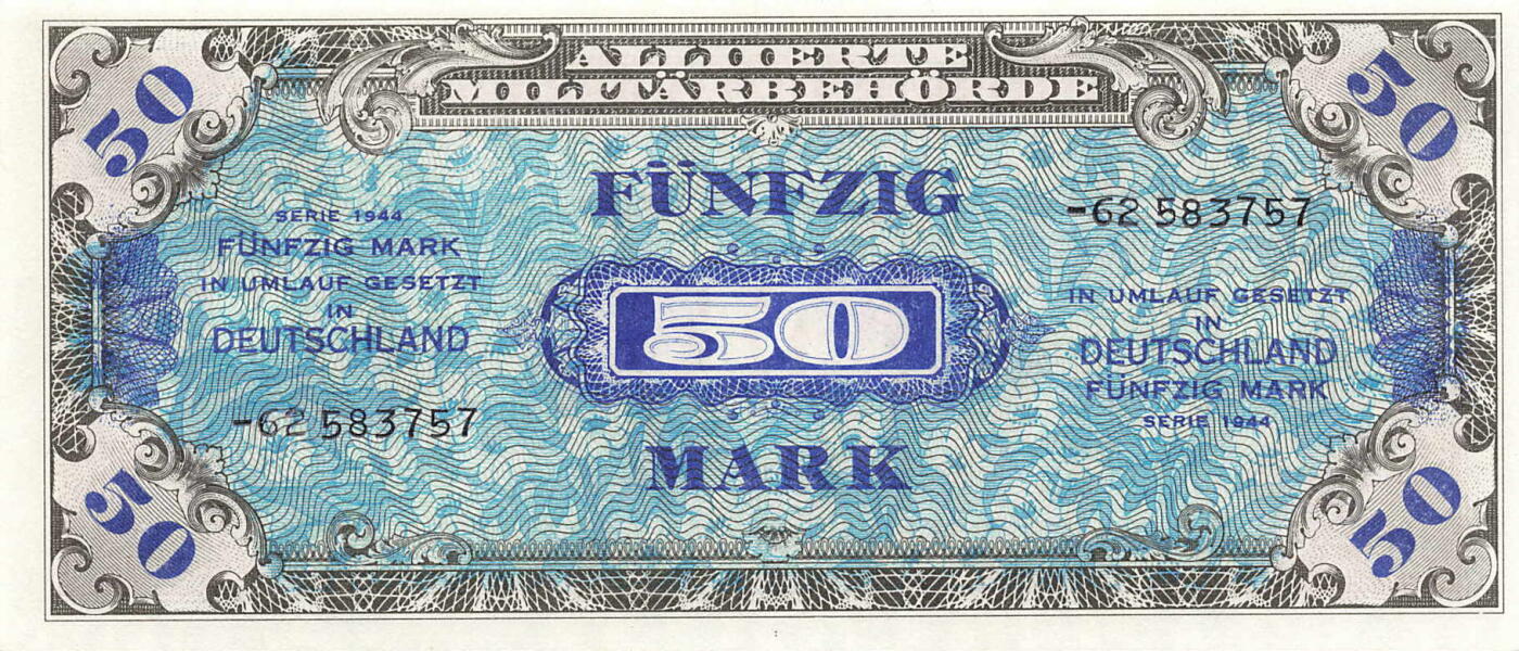 小福收藏拍卖第199期 裸钞场 本期有多张豹子号靓号 瑞士1000法郎 经典提香 毛里求斯首发年大全套 白俄罗斯5000000卢布 苏里南10000盾  爱沙尼亚  苏丹 西班牙 保加利亚 古巴等多国精美纸币 德国 盟军占领 1944年 50马克 unc