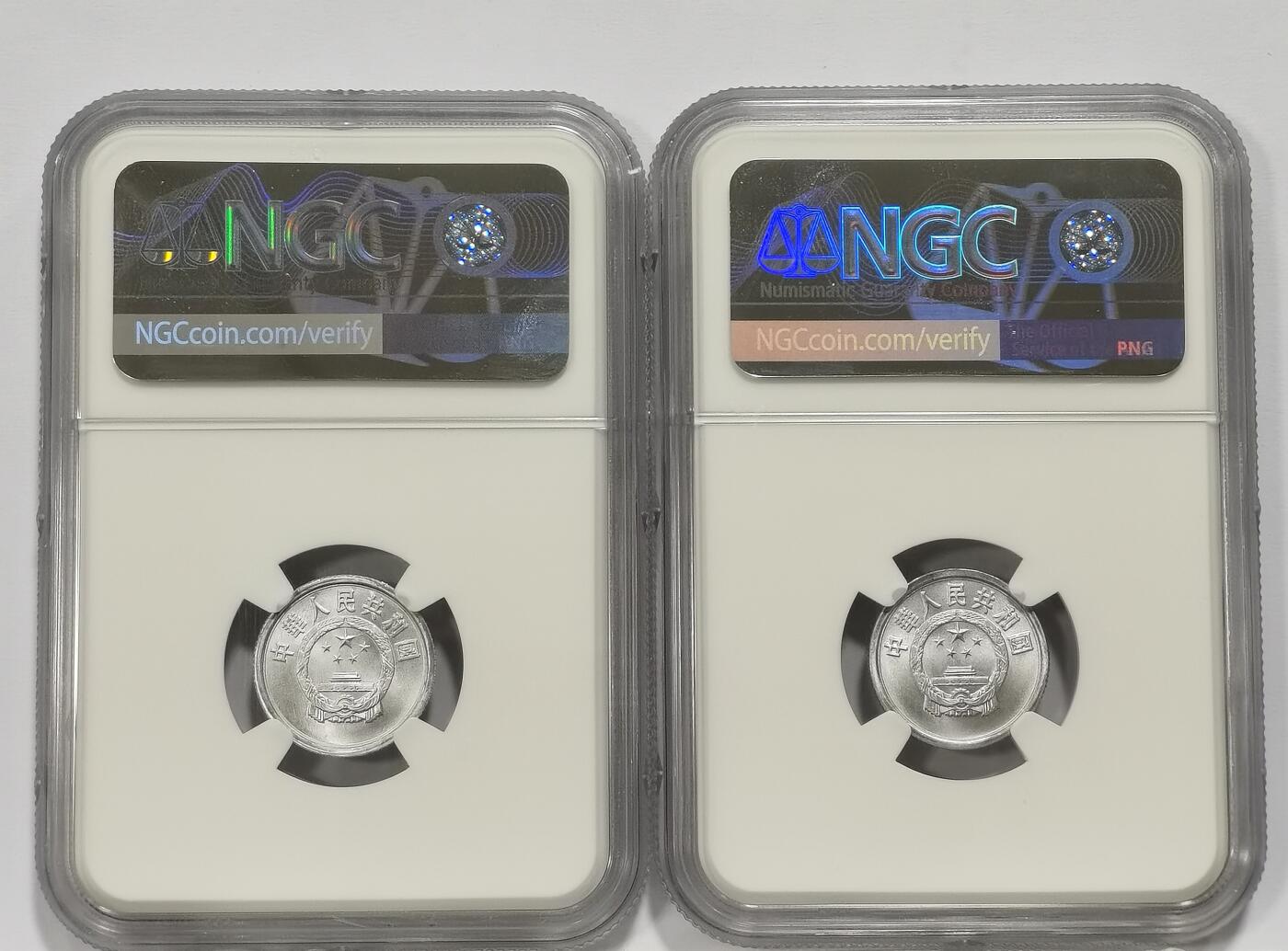博洋堂世界钱币拍卖第157期（全场包邮） NGC X Mint State 10 中国2000年壹分硬币一组2枚，原盒满分状态