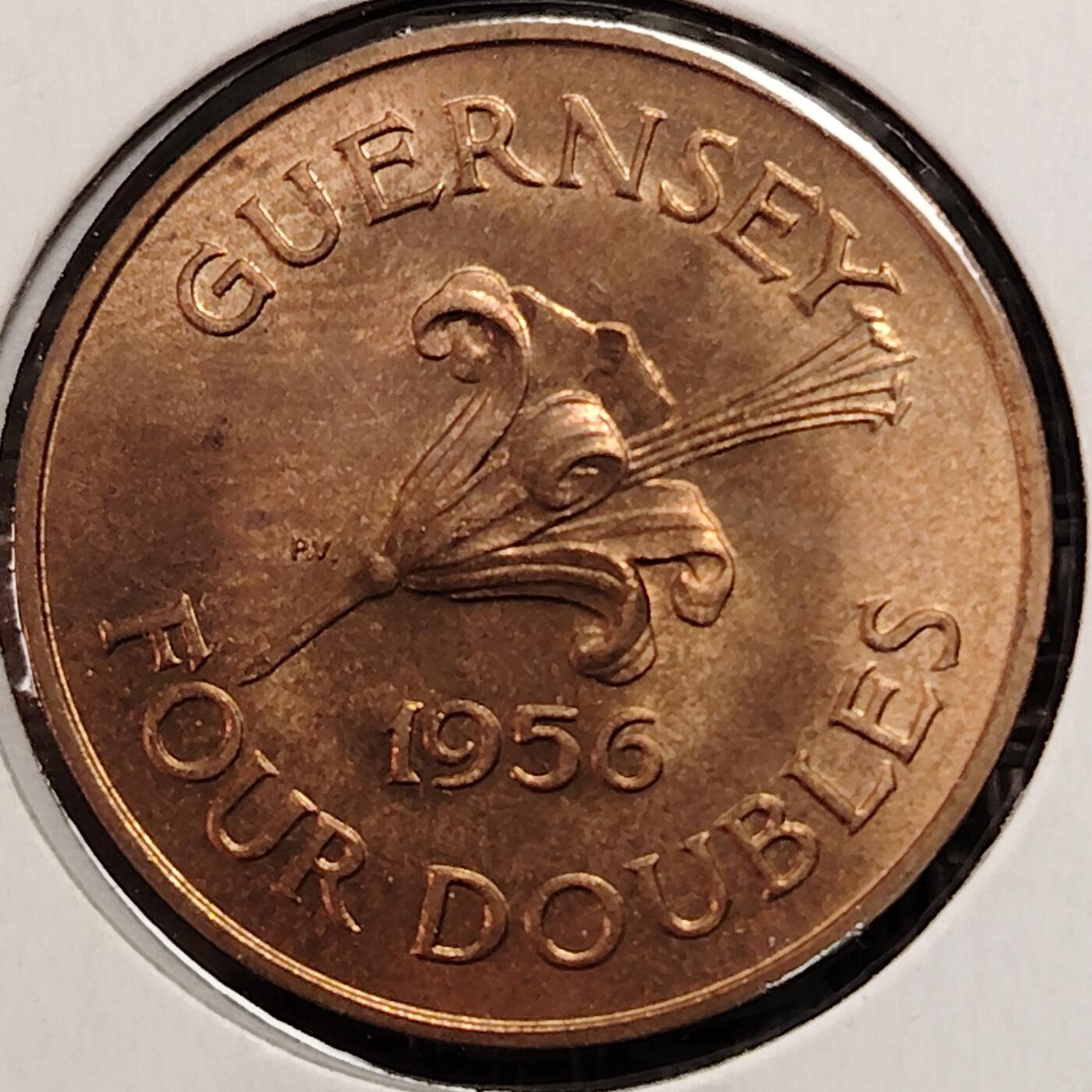 布加迪🐬～世界钱币(上海)🌾第 269 期 /  各国套币和散币 根西岛 1956年 4道布 原光好品