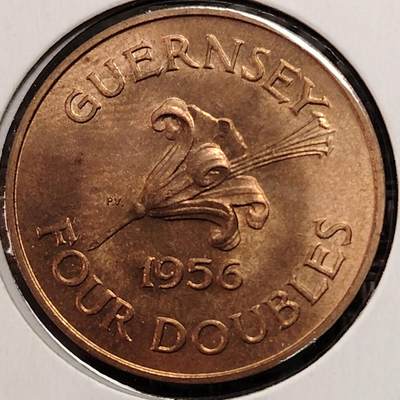 布加迪🐬～世界钱币(上海)🌾第 269 期 /  各国套币和散币 - 根西岛 1956年 4道布 原光好品