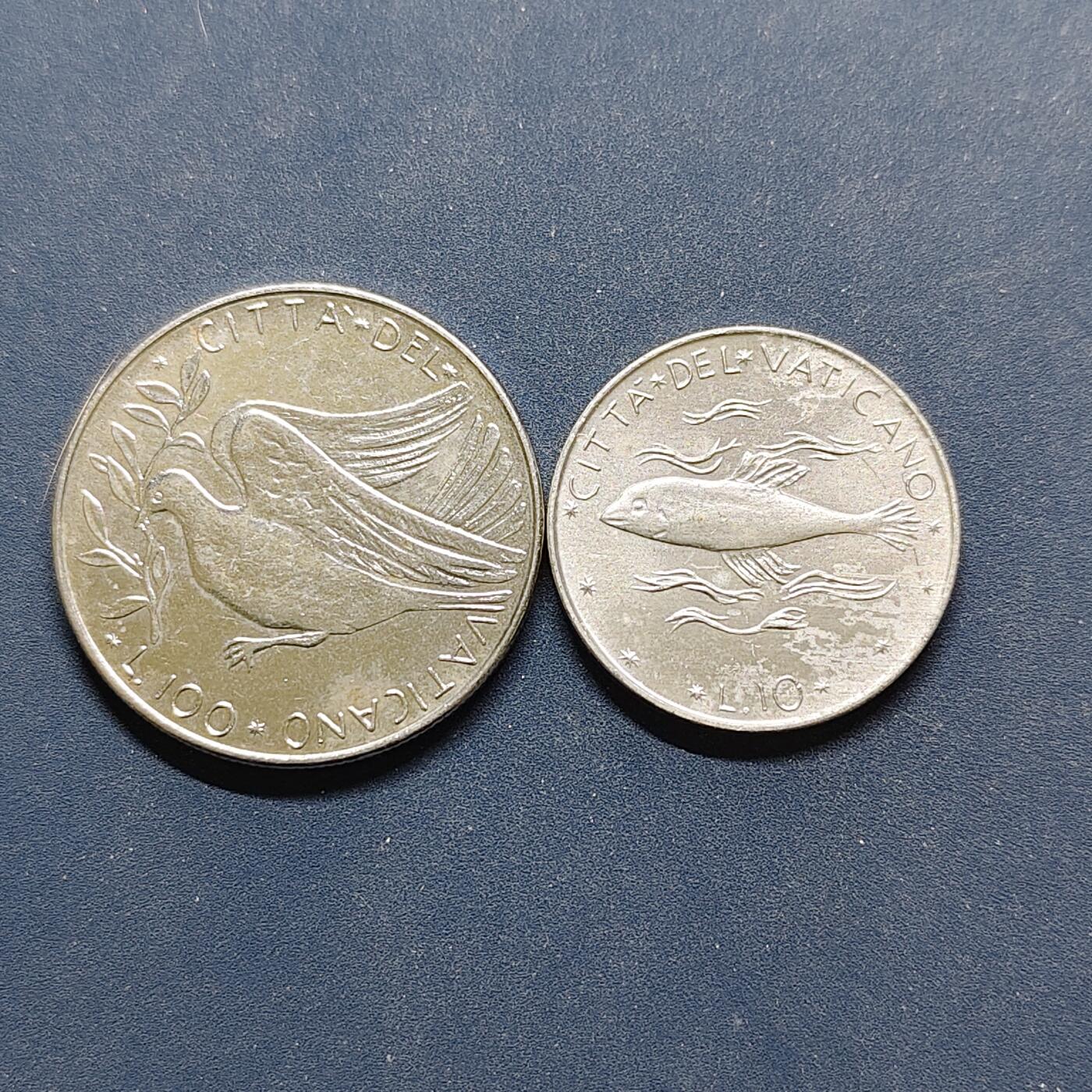 【全场包邮】纯粹捡漏拍494场 梵蒂冈1976-1977年散币2枚一组