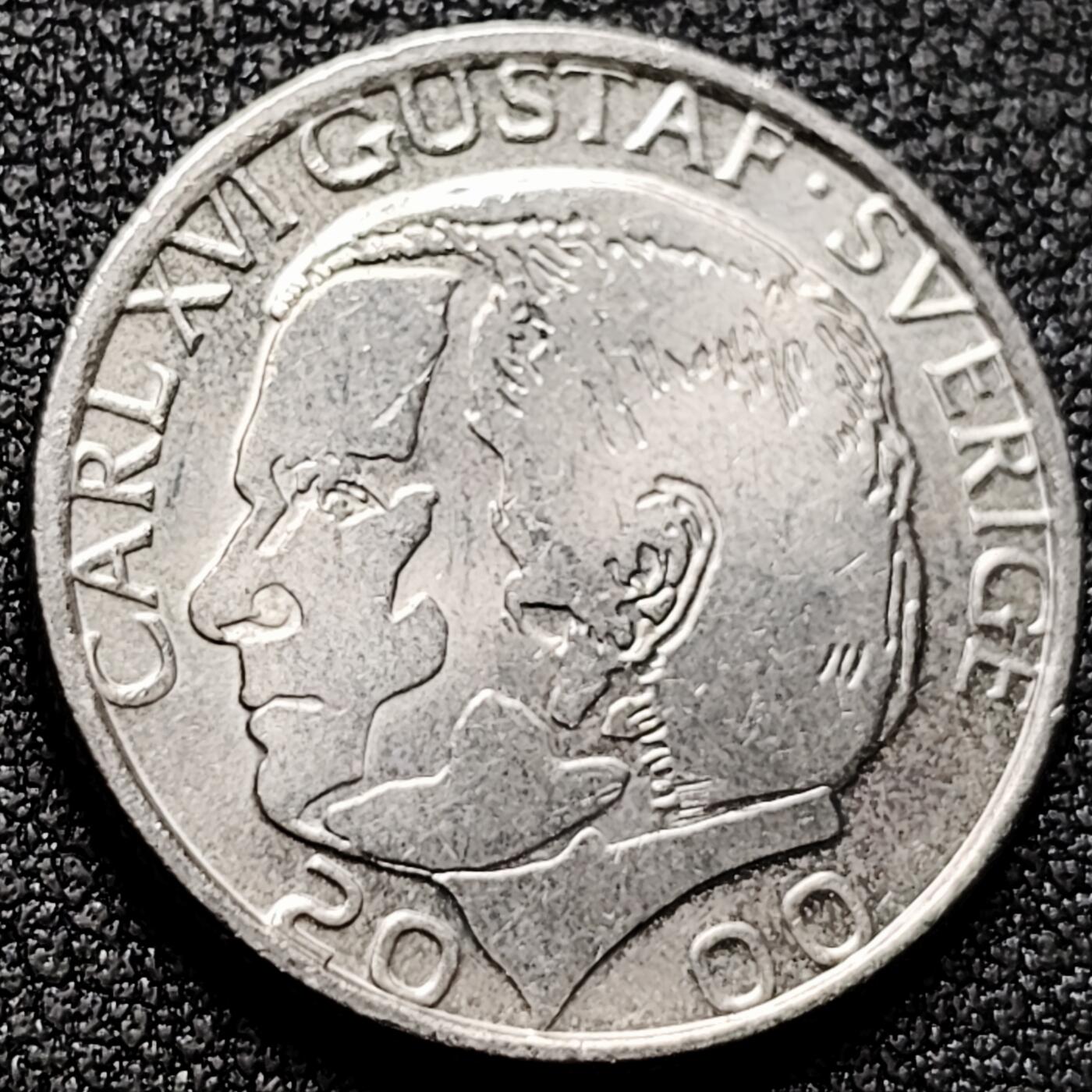 泉币菌-第169场- 精品福利场 瑞典千禧年1克朗铜镍币，卡尔十六世 古斯塔夫，25mm