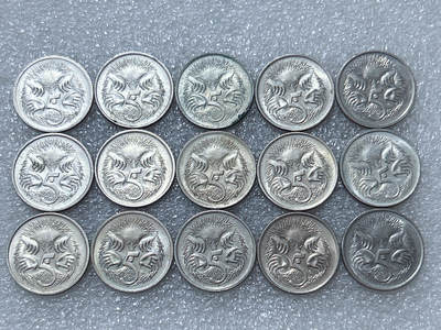 第一海外回流一元起拍收藏 散集专场  第292期 - 澳大利亚5分硬币 花冠女王版 15枚