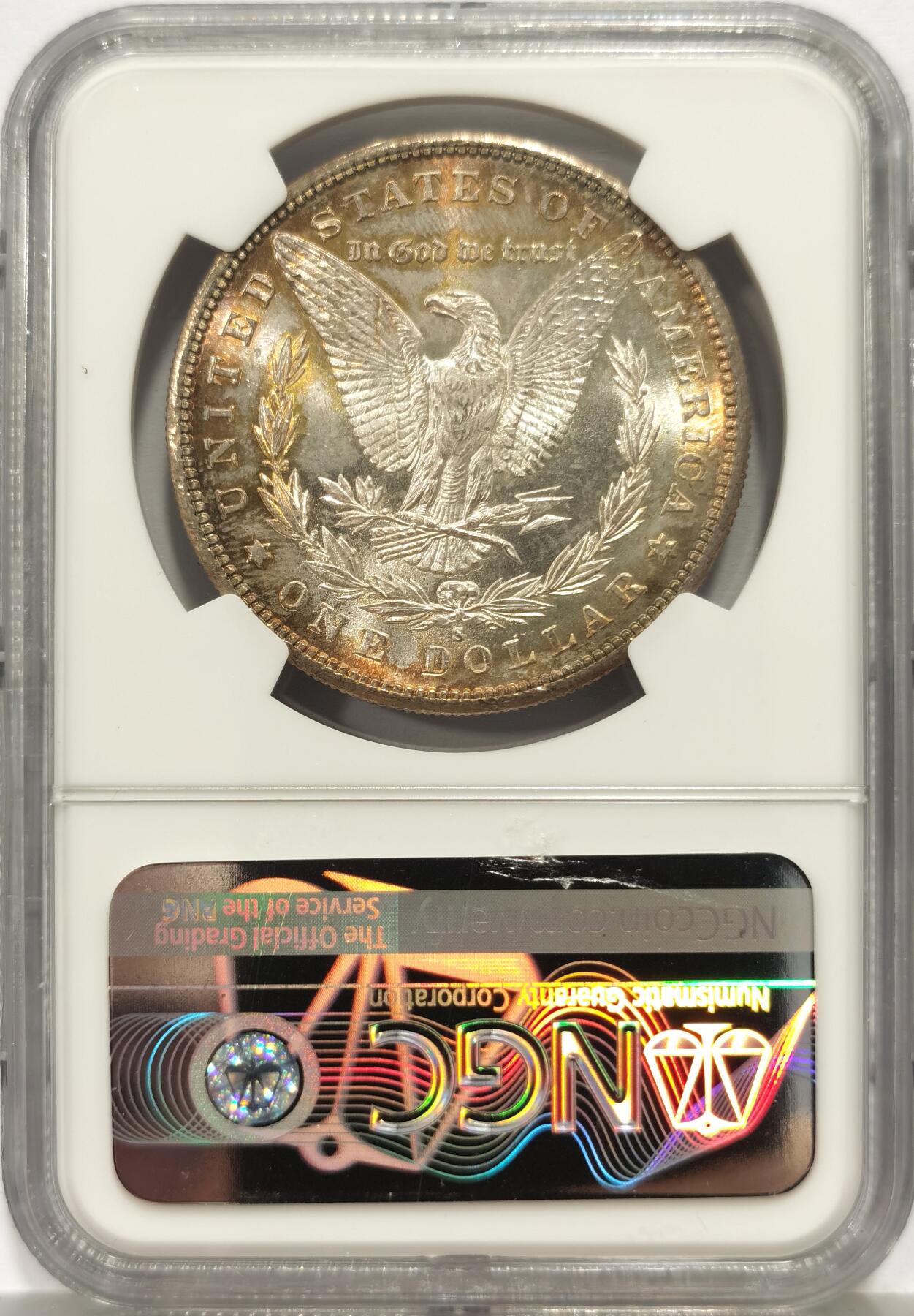 博洋堂世界钱币拍卖第157期（全场包邮） NGC MS66 美国1881 S 摩根 双面五彩包浆