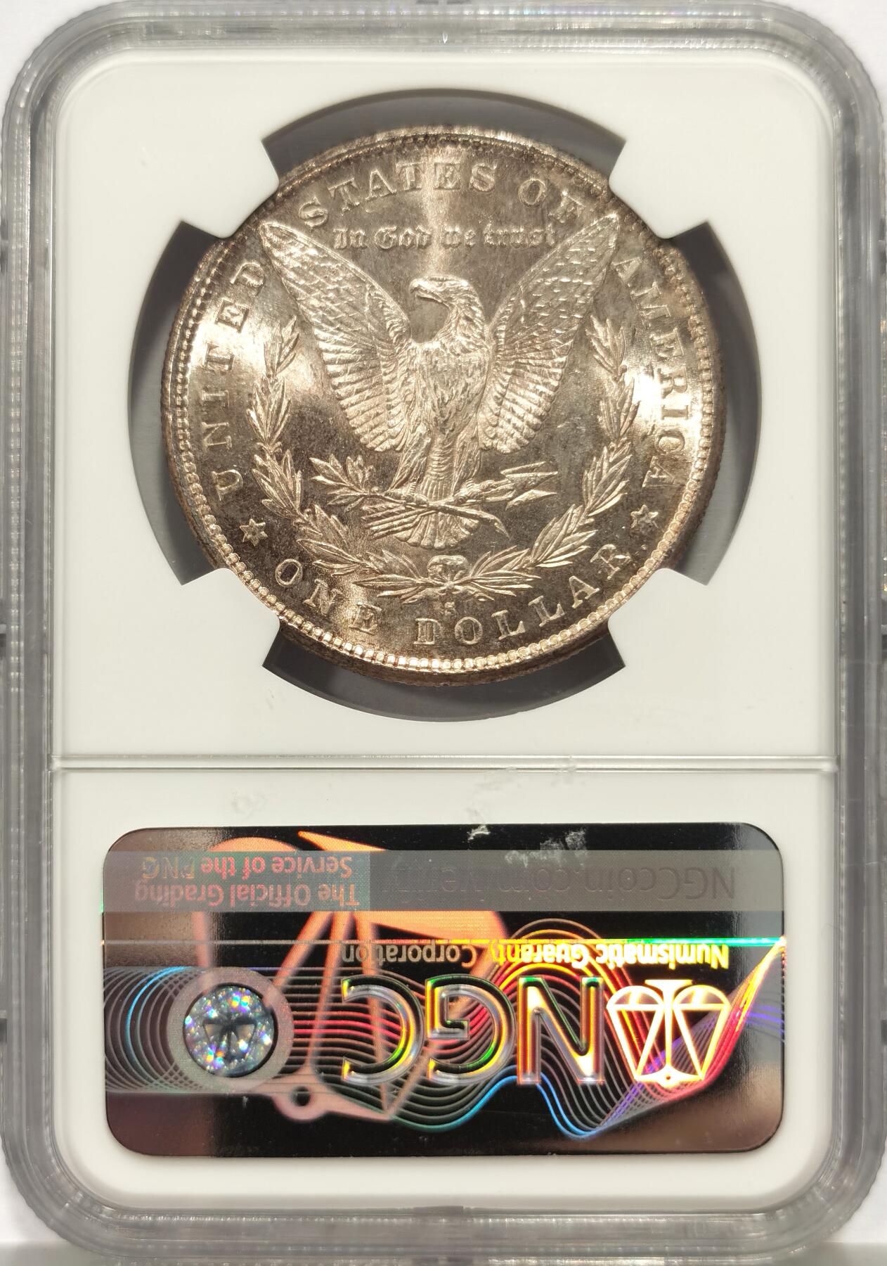 博洋堂世界钱币拍卖第157期（全场包邮） NGC MS66 美国1881 S 摩根 双面五彩包浆