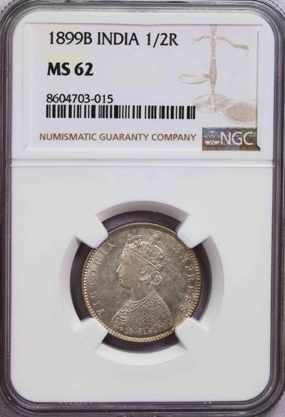 NGC-MS62 1899B印度维多利亚半卢比 NGC-MS62 1899B印度维多利亚半卢比
