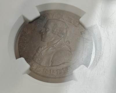 瓶子🏺第225期拍卖会 -  1790年英国 萨默塞特郡-巴斯 在兰开斯特支付1/2便士代币  财富女神手指监狱  稀少品种  NGC  MS62