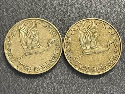 回流0119 - 新西兰1990、2002年2新元两枚 白鹤