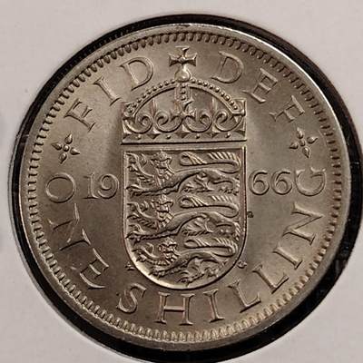 布加迪🐬～世界钱币(上海)🌾第 269 期 /  各国套币和散币 - 英国🇬🇧 1966年 1先令 英格兰三狮 原光品相