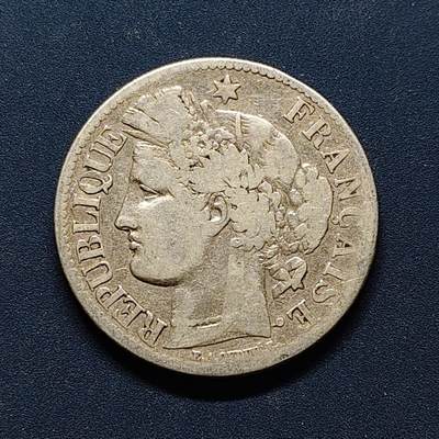 【全场包邮】纯粹捡漏拍494场 - 法国1887年花冠女神2法郎银币【27.5毫米10克，纯银价约167元（按20元银价折算）】