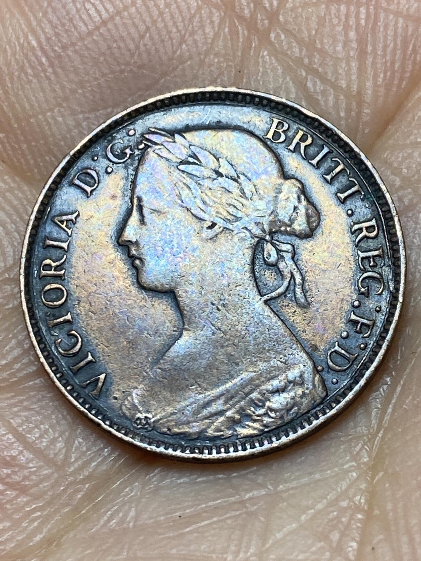 2026年第七场(总第一百七十六场）外国好品散币场(免佣金) 英国🇬🇧1860年1法新(维多利亚女王中年桂冠第一版，首发年，Toothed border–齿边缘版本)