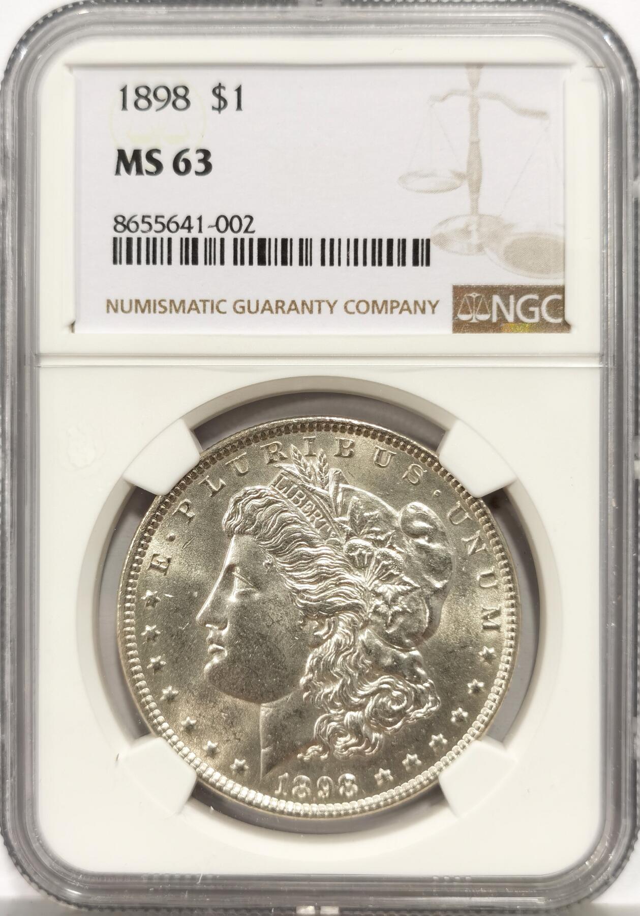 博洋堂世界钱币拍卖第157期（全场包邮） NGC MS63 美国1898年摩根1美圆 转光强烈