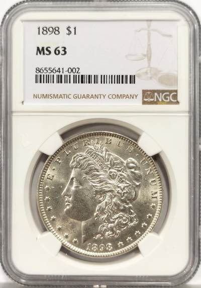 博洋堂世界钱币拍卖第157期（全场包邮） - NGC MS63 美国1898年摩根1美圆 转光强烈
