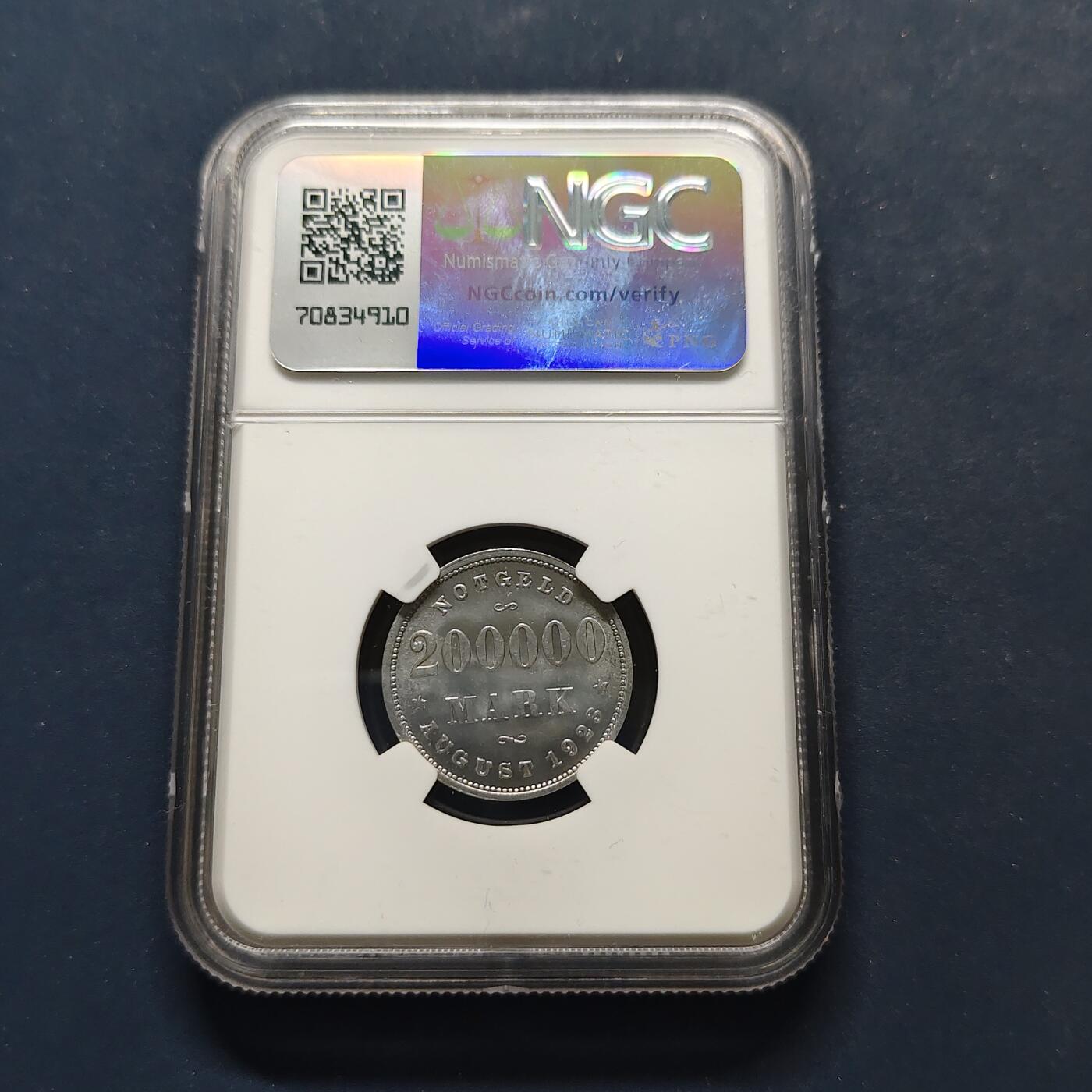 【全场包邮】纯粹捡漏拍495场-持续更新中 德国紧急状态汉堡1923年20万马克-NGC MS65