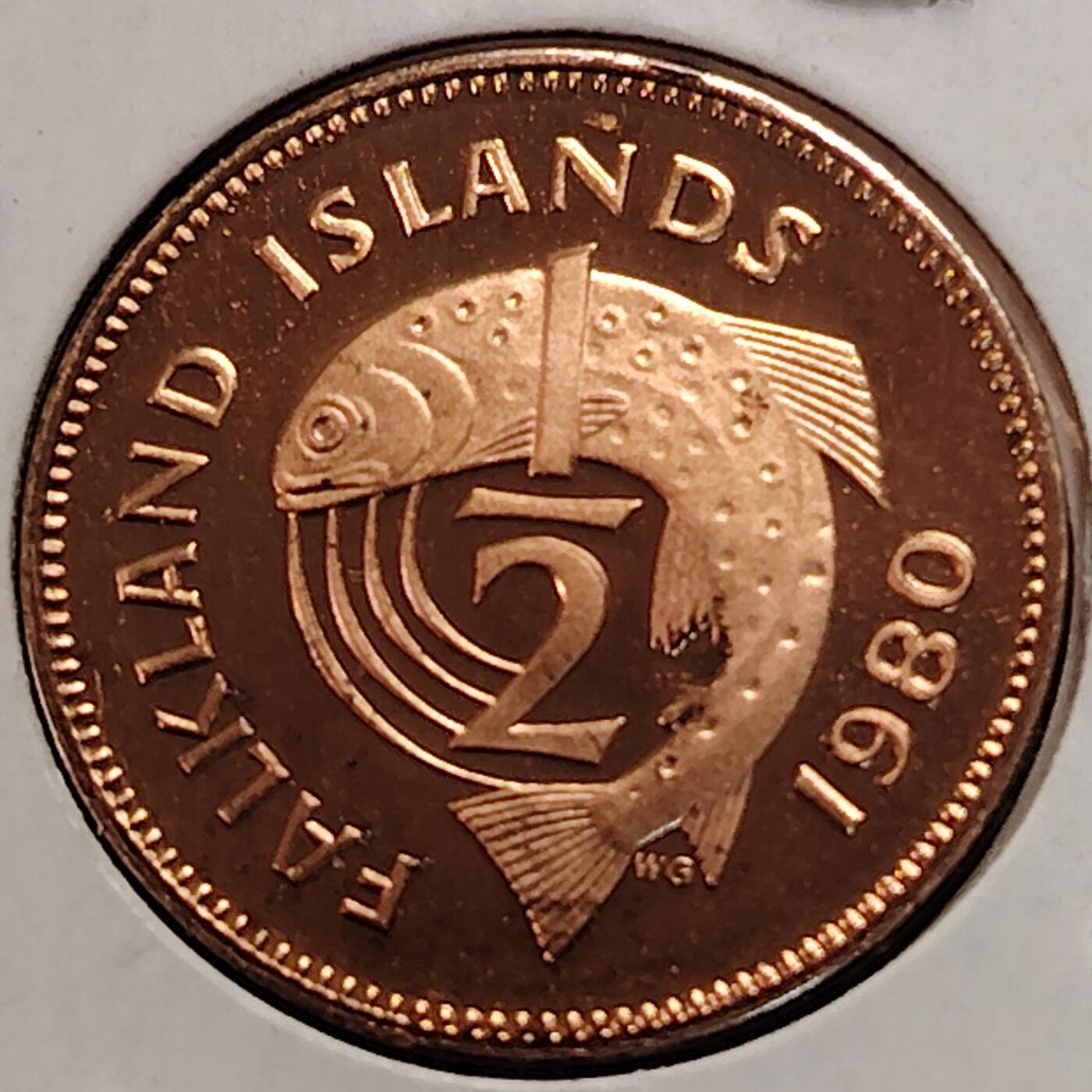 布加迪🐬～世界钱币(上海)🌾第 269 期 /  各国套币和散币 福克兰群岛🇫🇰 1980年 1/2便士 精致币