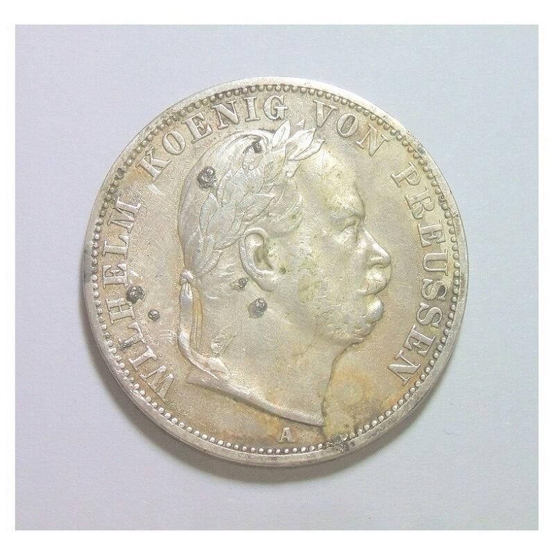 【旋风钱币】1月17日19:00准时开拍 精美欧洲币章、银币银章、第三帝国钱币等 全场包邮！ 【银】德国普鲁士1866年 威廉一世洋葱头1泰勒银币 极美品